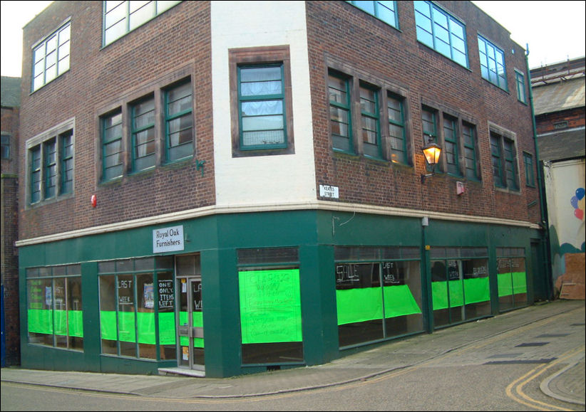 Corner of Brick House Street and Keates Street - the location of one of Palfreyman's Burslem furniture shop
