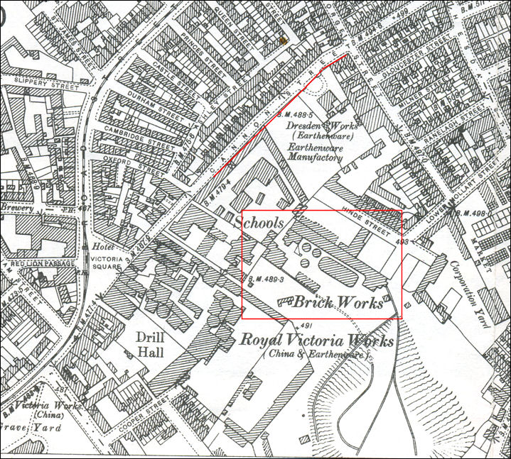 Cannon Street Brickworks - 1898 map
