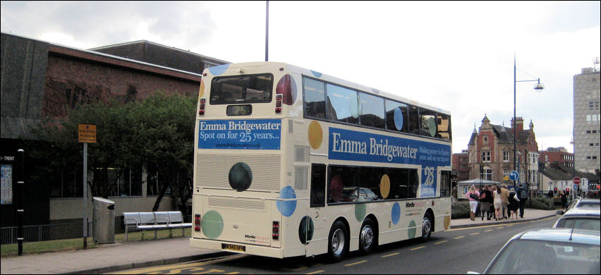 the 'Bridgewater' bus outside the Potteries Museum