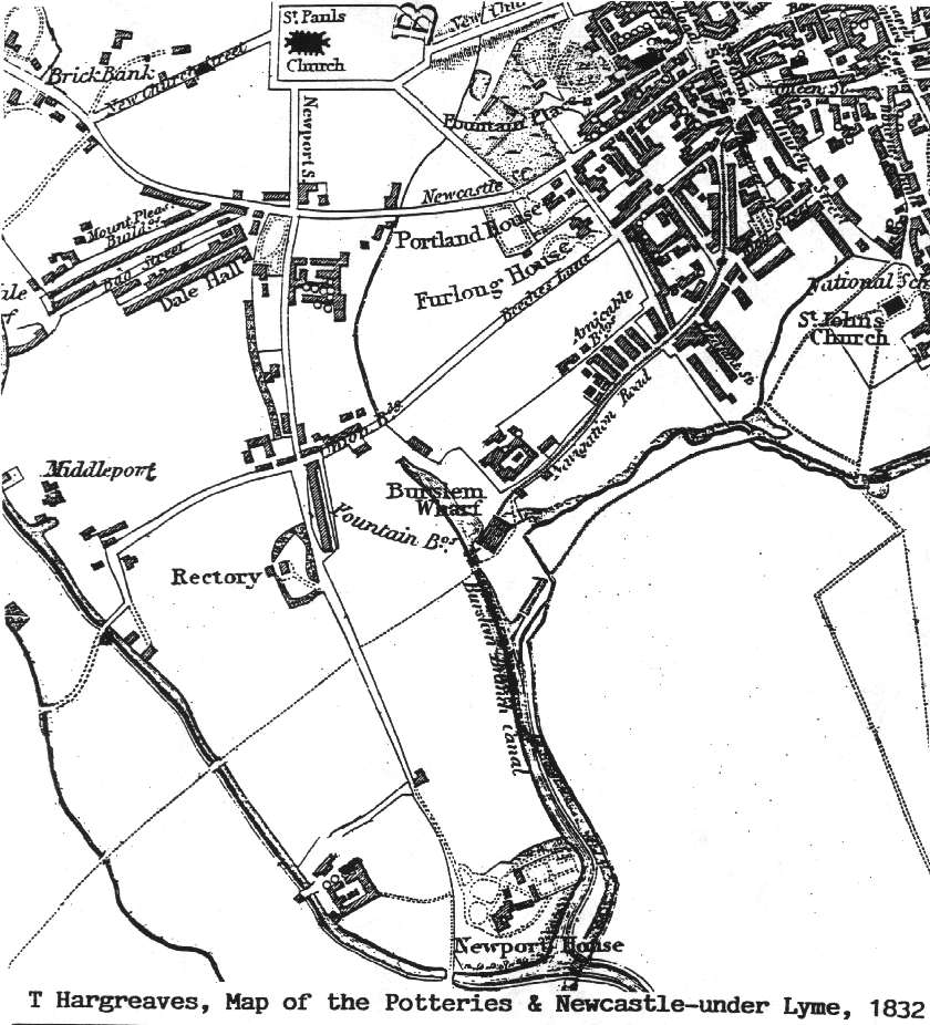 From: "T Hargreaves, Map of the Potteries and Newcastle-under-Lyme, 1832"