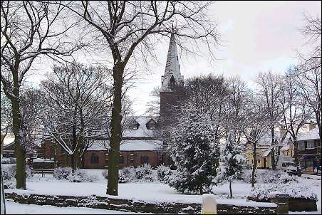 St. Thomas's Church, Penkhull in the snow