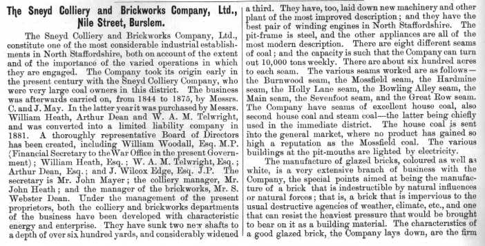 The Sneyd Colliery and Brickworks Company, Ltd.,
