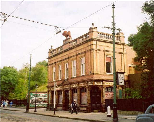 Red Lion Public House as rebuilt at Crich Tramway Museum