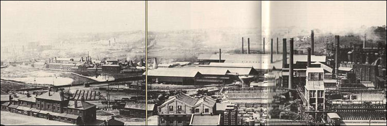 a panoramic view of the Etruria Pottery and Shelton works in 1926
