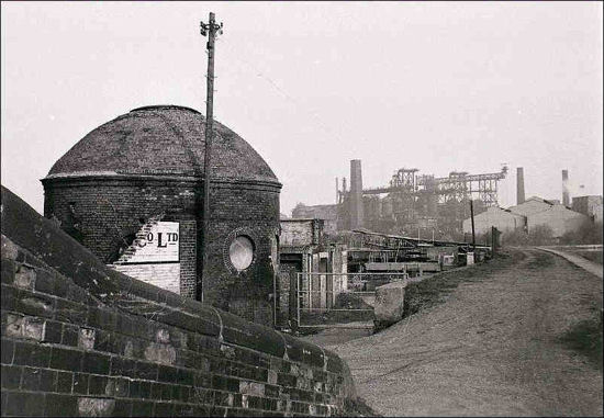 photo of the roundhouse which clearly shows the subsidence 