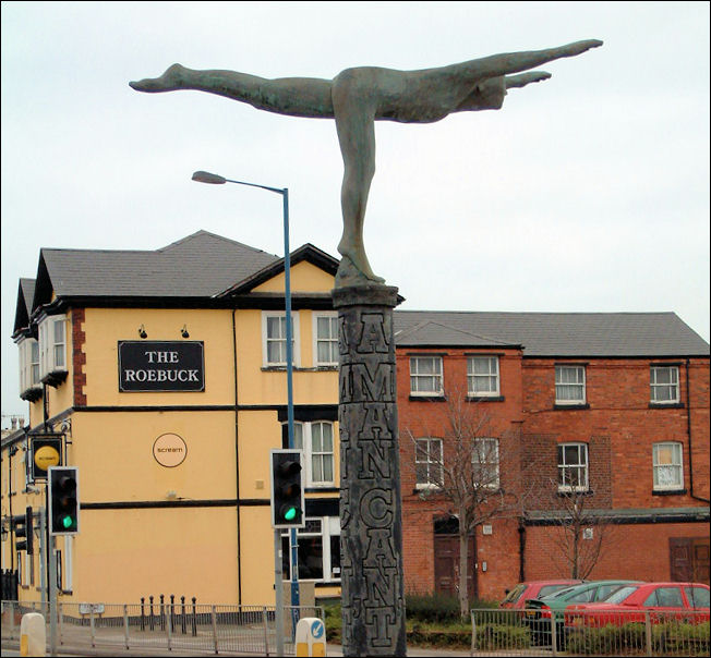 the statue 'a man can't fly' - in 2001