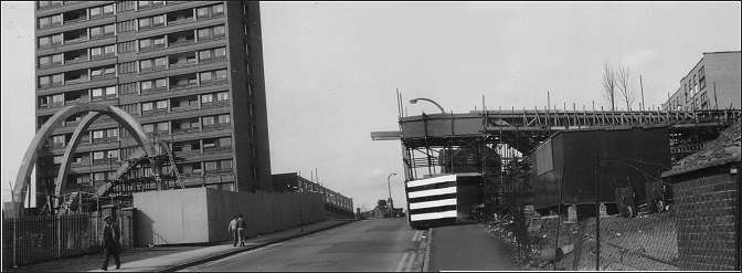 Building the footbridge across Bucknall New Road