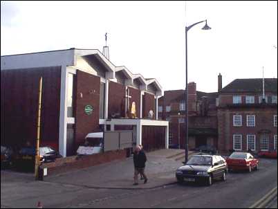 This modern church of concrete and brick was designed by Hulme, Upright and Partners and completed in 1971. 