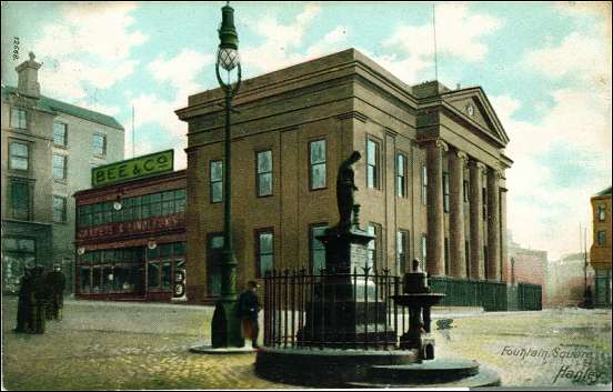 Fountain Square, Hanley - in the background a previous Town Hall