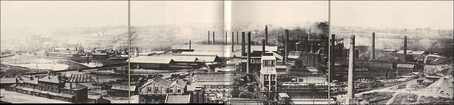 Three photographs, together making up a panoramic view of the works in 1926