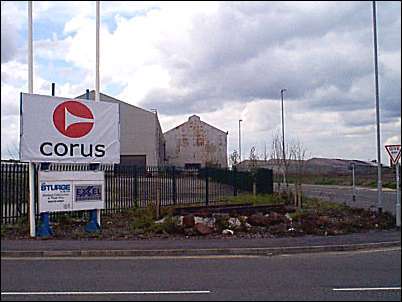 Entrance to the Shelton Works with the Corus logo
