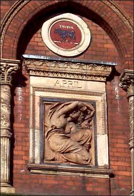 One of the terra-cotta panels from the Wedgwood Institute in Burslem - designed by Rudyard Kipling's father