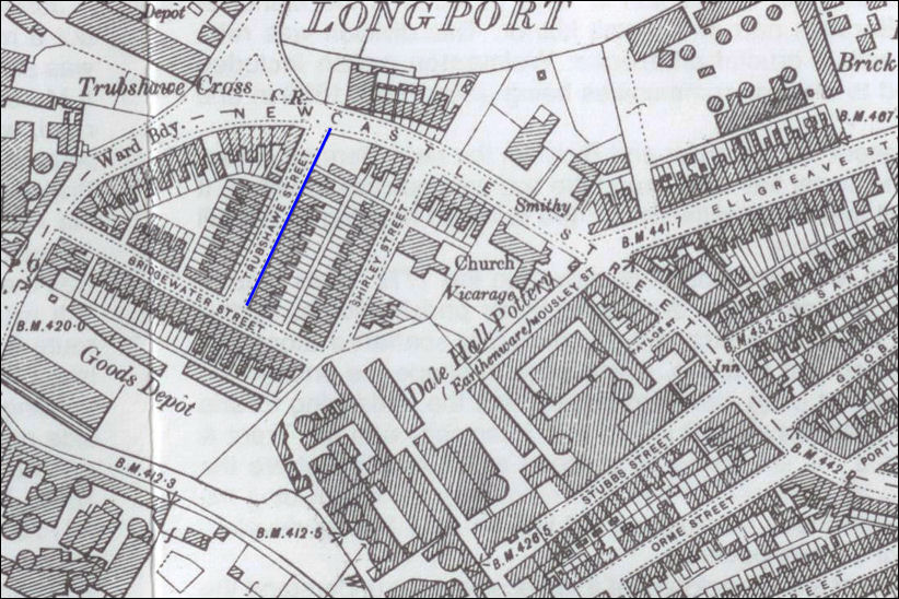 Trubshawe Street on a 1898 map