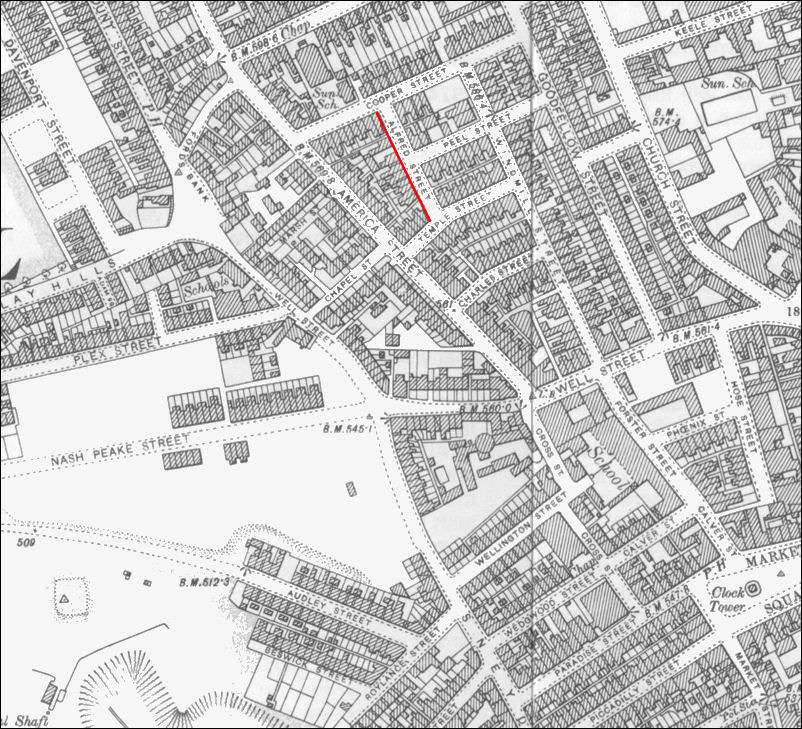 Alfred Street (now Athelstan Street) on a 1898 map 