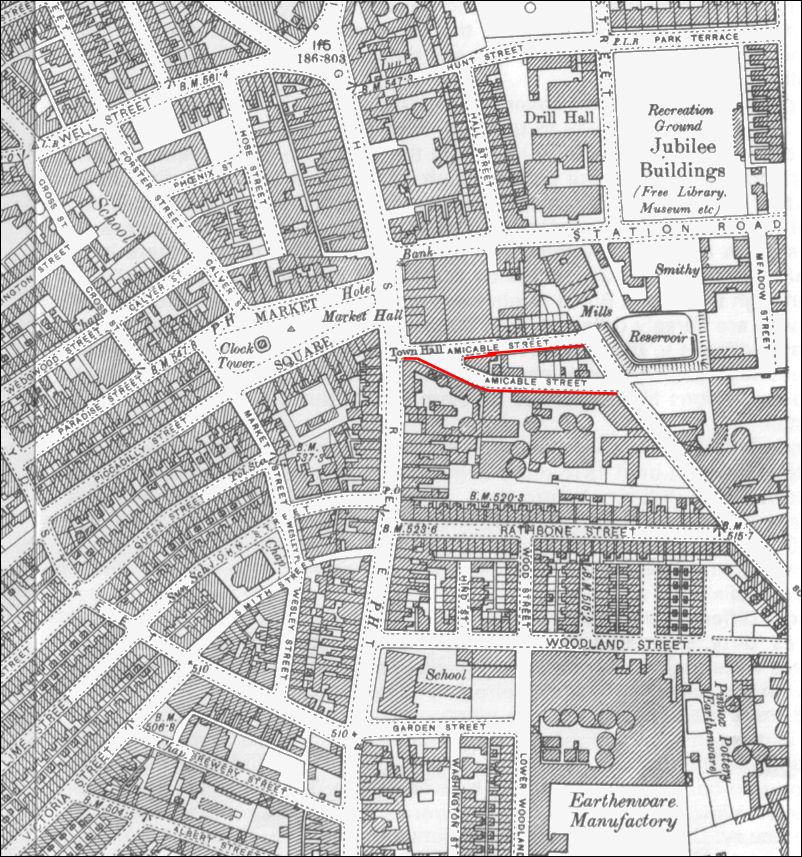 Amicable Place (now Butterfield Place) on a 1898 map