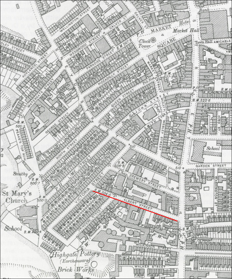 Albert Street (now Connaught Street) on a 1898 map 
