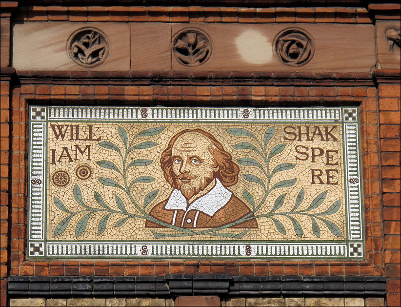 mosaic of Shakespeare on the facade