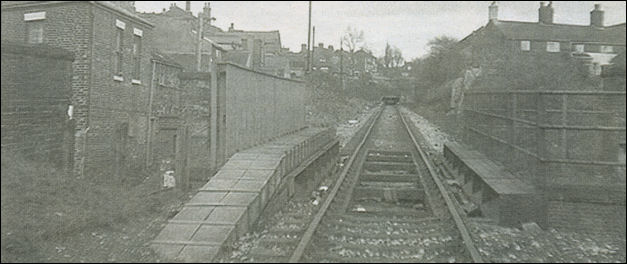 Loop Line looking to the back of Market street, Kidsgrove - where the station formerly stood