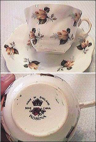 Cup and Saucer with Yellow Tea Roses made by Rosina.