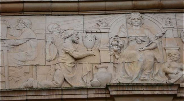 Panel above entrance to Sutherland Institute, Longton