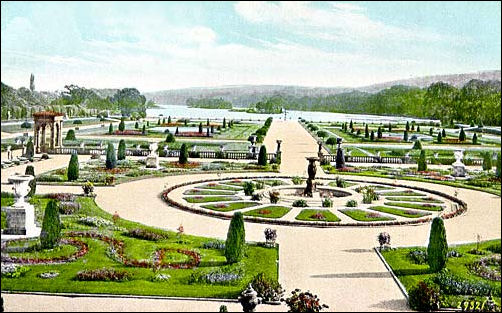 Postcard of the Italian gardens to the front of the hall
