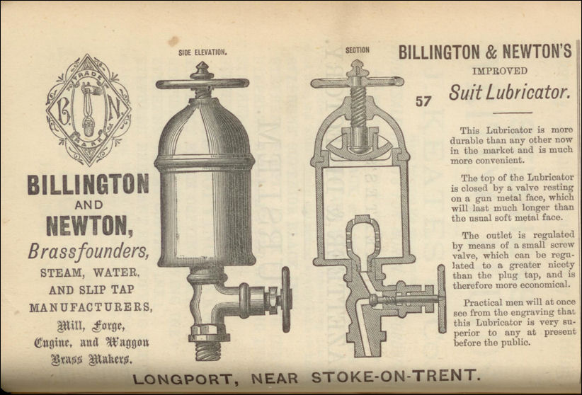 Billington and  Newton, Brassfounders, Longport