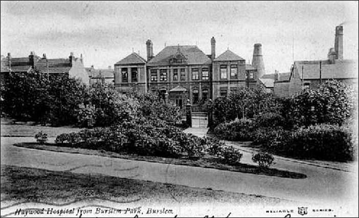 postcard c.1900 - Haywood Hospital from Burslem Park