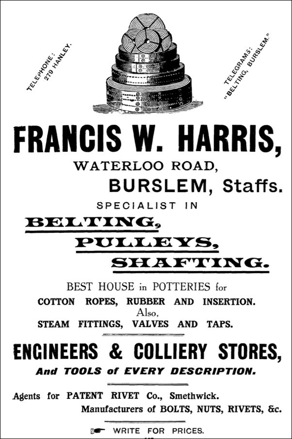 Francis W Harris, Waterloo Road - Engineers and Colliery Stores
