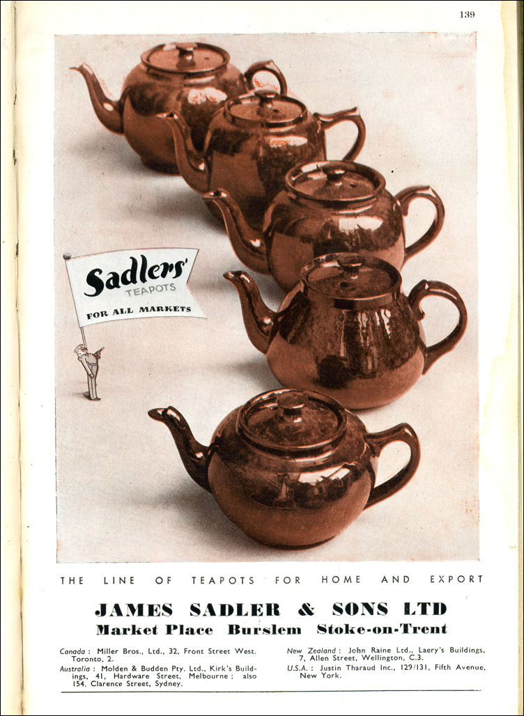 James Sadler & Sons, Burslem- 1947 advert