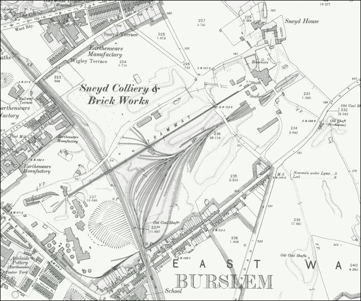 Sneyd Colliery & Brick Works - from 1898 OS map