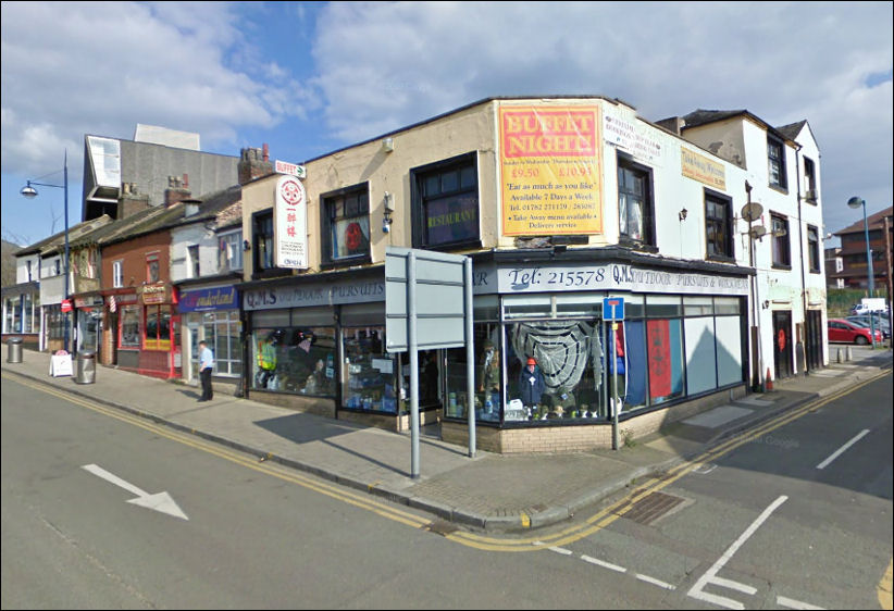 Corner of Broad Street and Crown Street - the location of Palfreyman's Hanley furniture shop