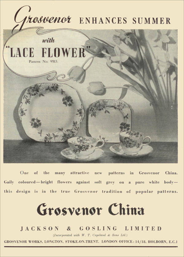 Grosvenor China - Lace Flower Pattern, Jackson & Gosling Ltd