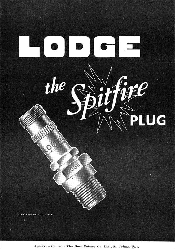 1943 advert - LODGE, the Spitfire Plug