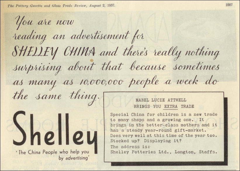 Shelley Advert from the August 1937 Pottery Gazette and Glass Trade Review
