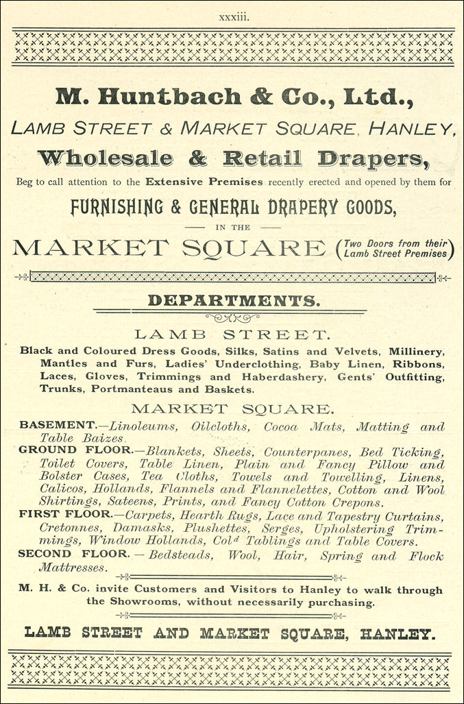 M. Huntbatch and Co. Ltd.  - 1895 advert