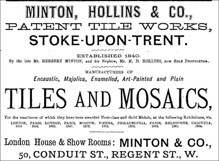 Minton, Hollins & Co advert - 1891 