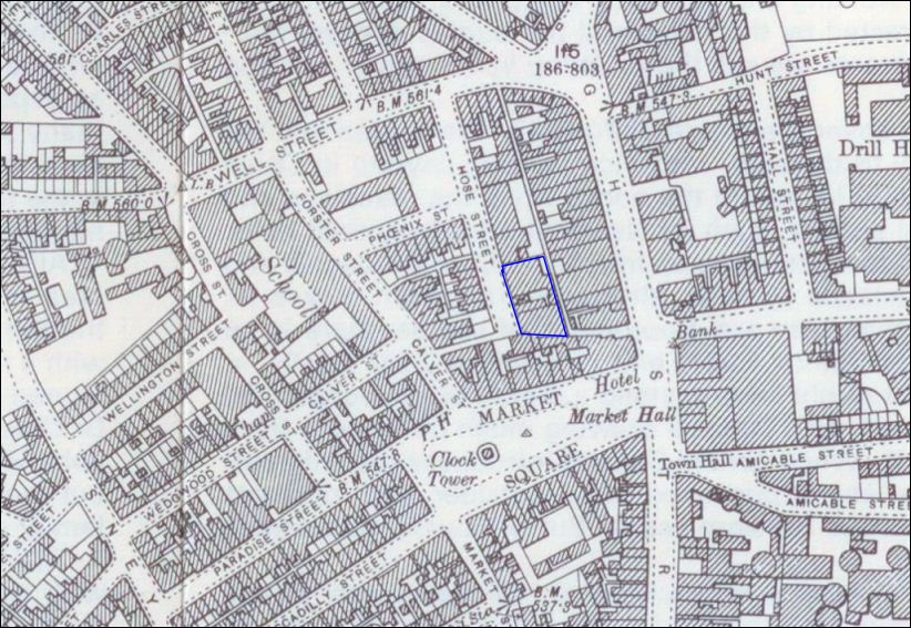1898 map of Tunstall showing Hose Street 