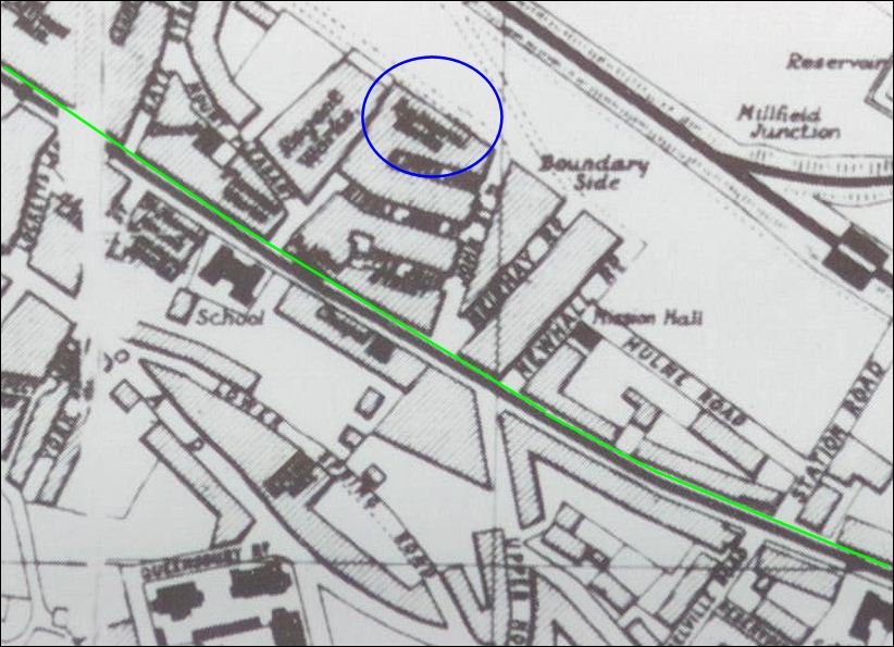 location of the Balmoral Works - Boundary Side (off John Street) on a 1907 map