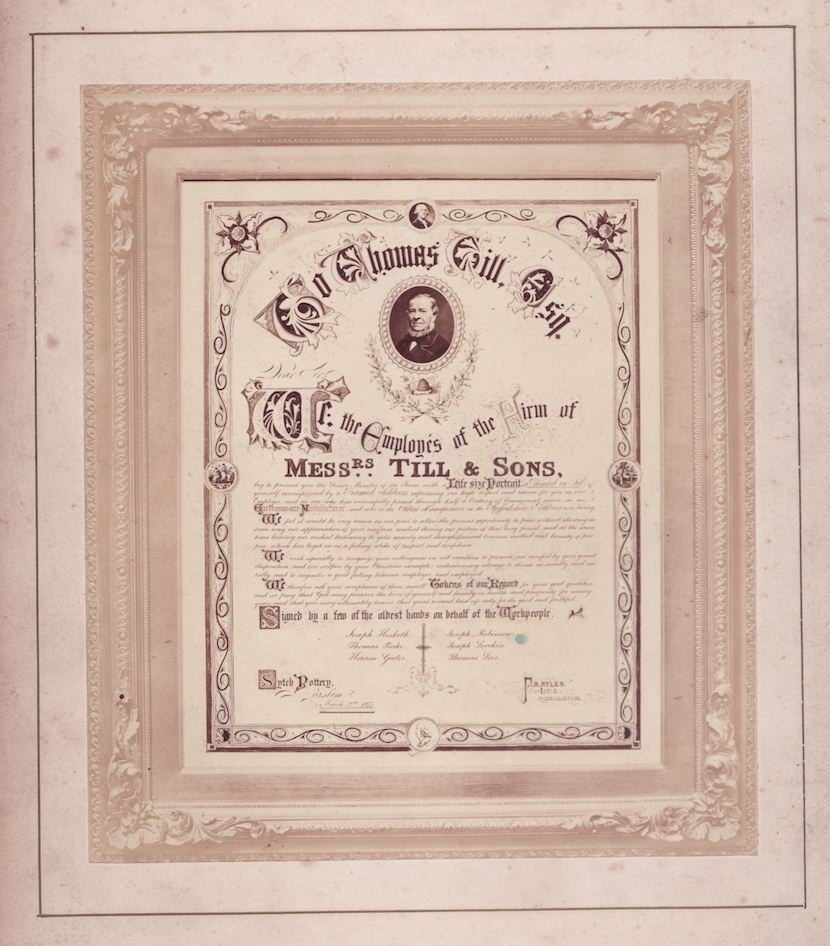 A commemoration of Thomas Till by his workforce - 1877