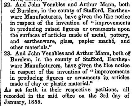 Notice of patents by Venables & Mann 