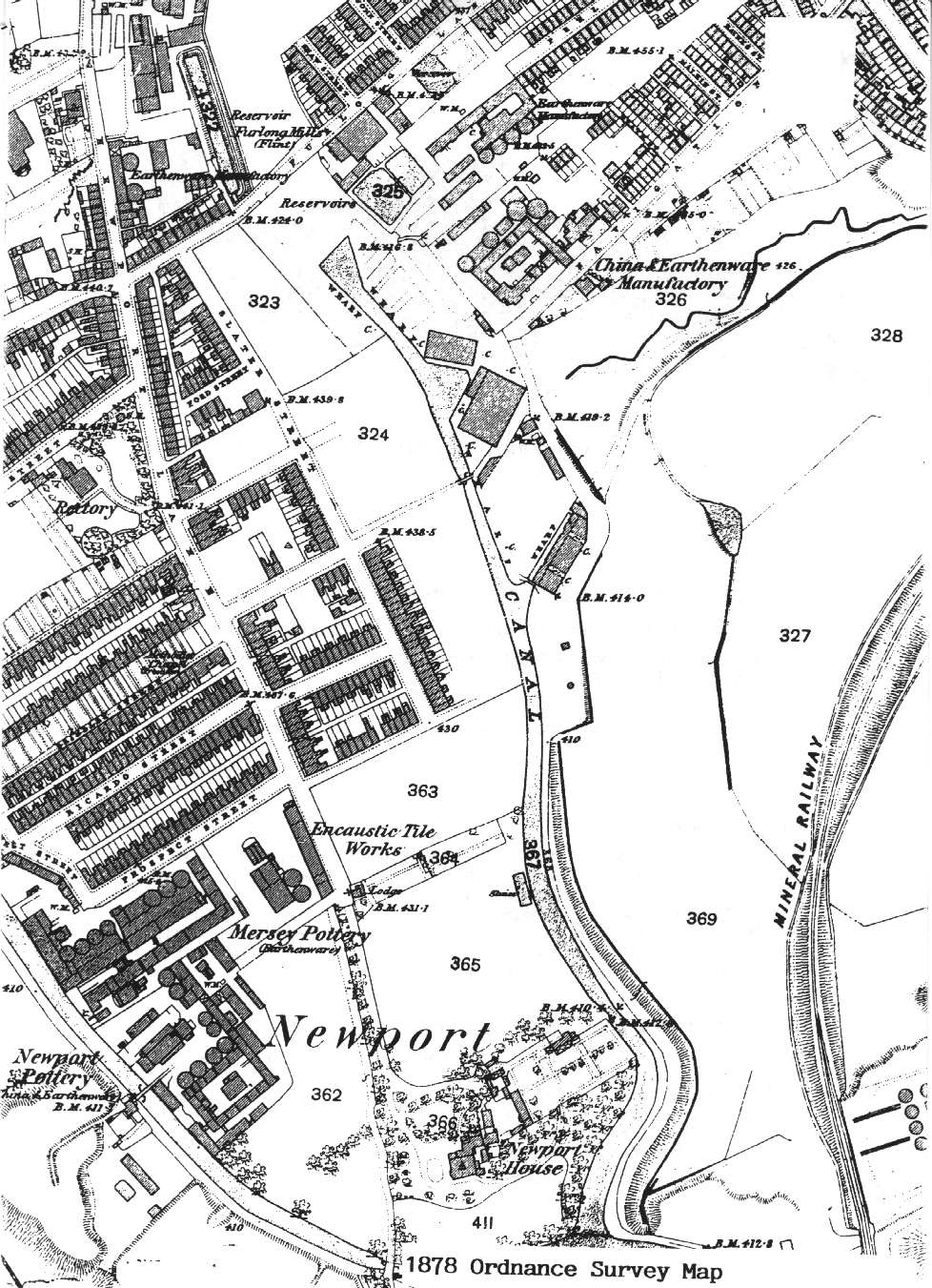 1878 Ordnance Survey Map of the Burslem Branch Canal area