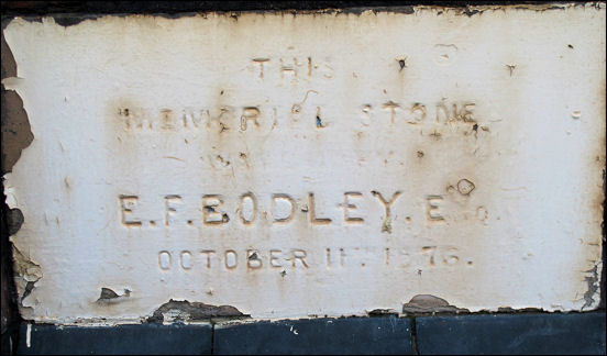 This Memorial Stone was laid by E. F. Bodley Esq. October 11th 1876 