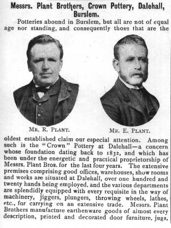 Messrs. Plant Brothers, Crown Pottery,