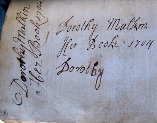 Dorothy Malkin. Her Book 1704  