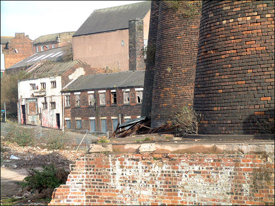 The remains of Bournes Bank behind the kilns - just prior to demolition