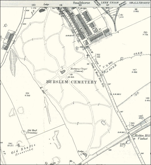 Burslem Cemetery - 1898 OS map
