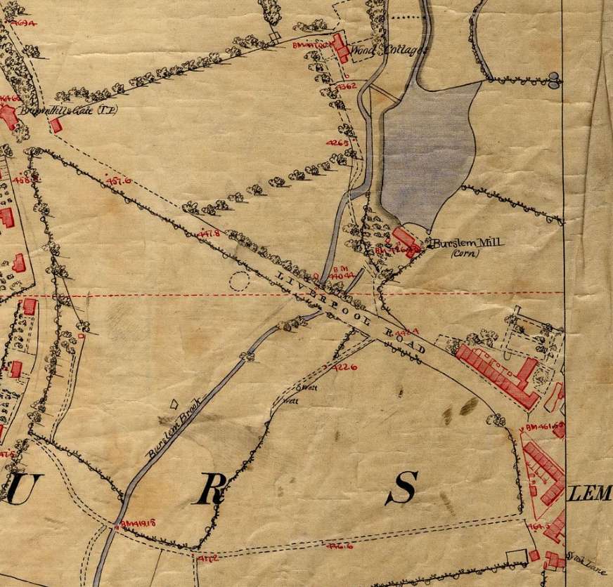 1851 map showing Liverpool Road