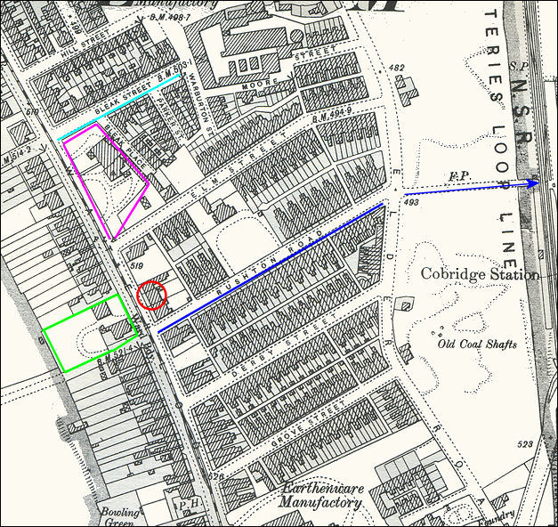 1898 map showing where Arnold Bennett lived