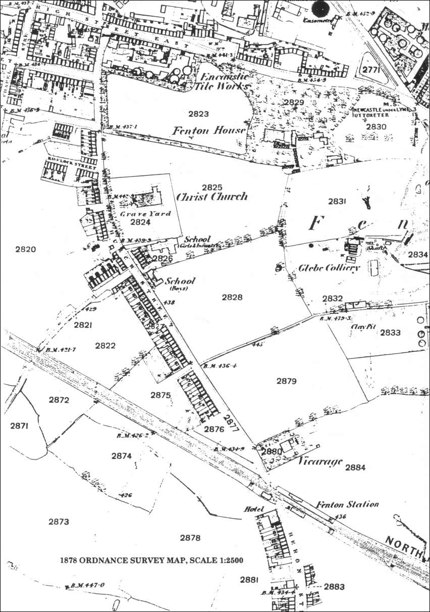 Extract from 1878 OS map - the Christchurch area of Fenton