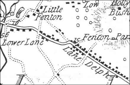 Extract from William Yates 1775 Map of Staffordshire  showing the Lane Delph of Fenton area
